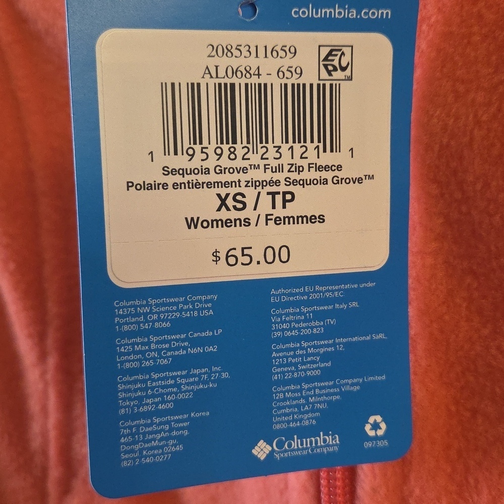 Columbia Vibrant Orange Full Zip Fleece Jacket - Picture 7 of 16